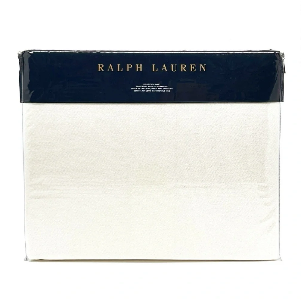 Ralph Lauren Home King Hayes Wool Blend Bed Blanket Classic Cream New NWT